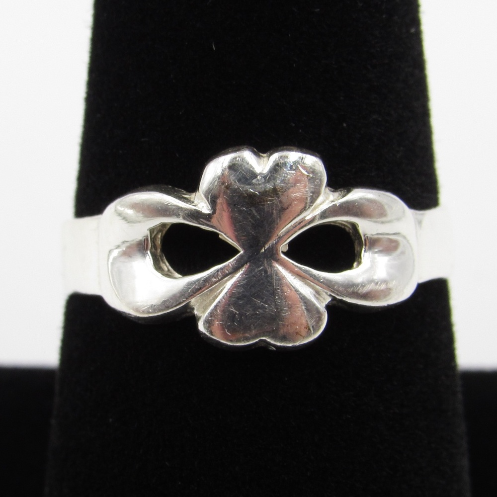 Vintage Size 8.5 Sterling Unique Heart Bow Ring